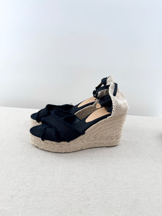 Castaner canvas raffia wedge sandals, 40