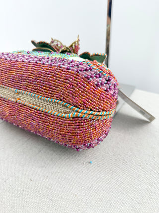 Mary Frances Beaded floral handbag, with multicolor beadwork, floral embellishment, and top handle