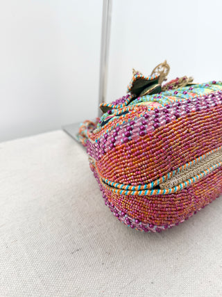 Mary Frances Beaded floral handbag, with multicolor beadwork, floral embellishment, and top handle