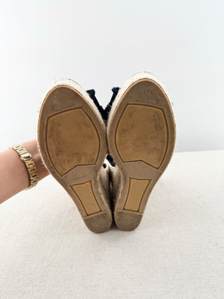 Castaner canvas raffia wedge sandals, 40