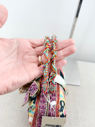 Mary Frances Beaded floral handbag, with multicolor beadwork, floral embellishment, and top handle
