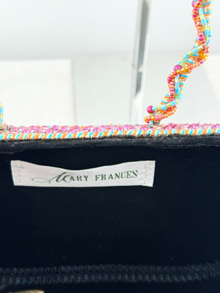 Mary Frances Beaded floral handbag, with multicolor beadwork, floral embellishment, and top handle