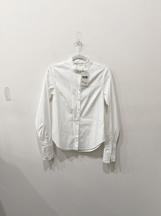 Veronica Beard ruffle trim cotton button down shirt, 0