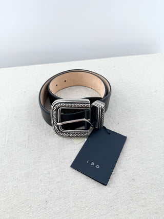 IRO wide leather belt with western buckle, 75 / 28
