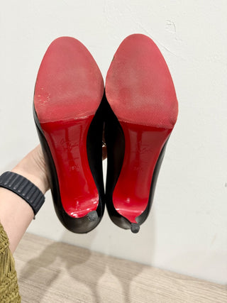 Christian Louboutin New Simple 100 Leather Platform Pumps Black Women's EU 38.5