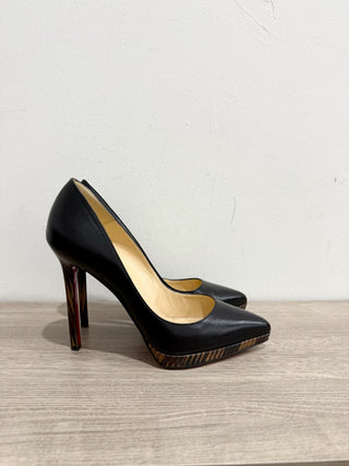 Christian Louboutin Pigalle Plato Nappa Shiny 120 Leopard Lambskin Pump Black 39