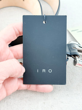 IRO wide leather belt with western buckle, 75 / 28