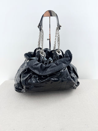 Dior patent leather le trente bag with rhinestone logo charm