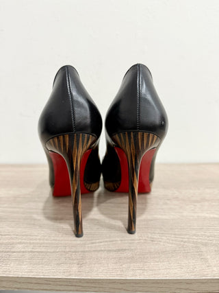 Christian Louboutin Pigalle Plato Nappa Shiny 120 Leopard Lambskin Pump Black 39