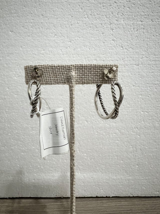 David Yurman cross over earrings silver