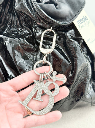 Dior patent leather le trente bag with rhinestone logo charm