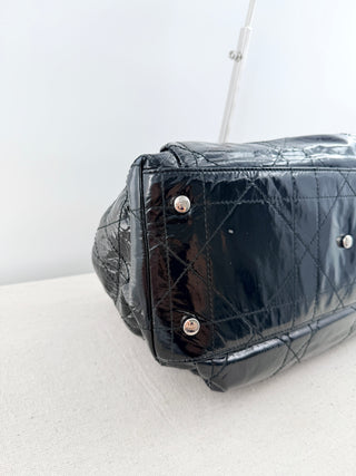 Dior patent leather le trente bag with rhinestone logo charm