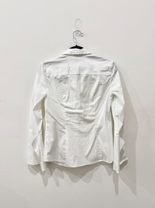 NWT Lafayette 148 Stretch Cotton Straight Button Down Shirt White Women's Size 2