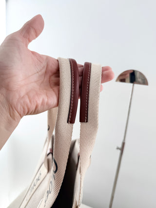 Chloe large woody linen tote bag