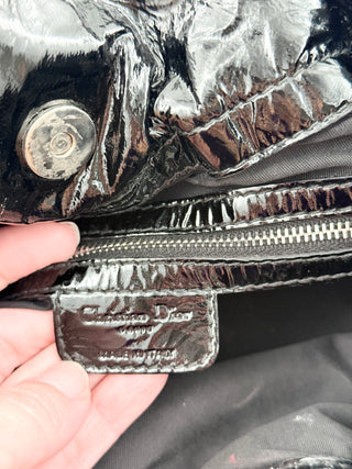 Dior patent leather le trente bag with rhinestone logo charm