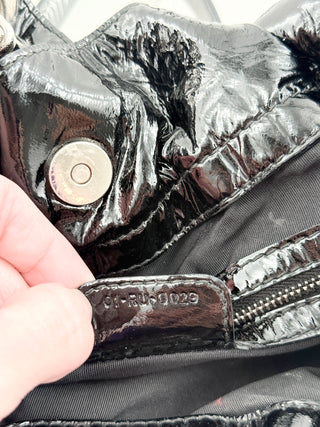 Dior patent leather le trente bag with rhinestone logo charm
