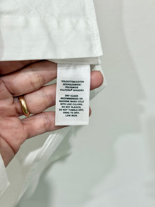 NWT Lafayette 148 Stretch Cotton Straight Button Down Shirt White Women's Size 2