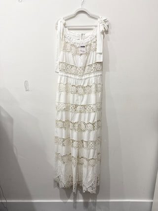 Dolce & Gabbana Lace & Embroidery Ribbon Wide Leg Jumpsuit White 46 IT / US 10