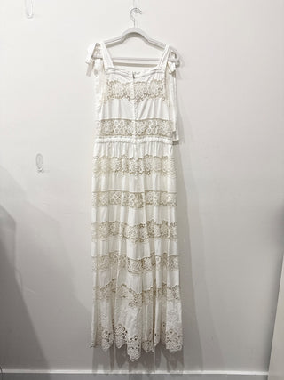 Dolce & Gabbana Lace & Embroidery Ribbon Wide Leg Jumpsuit White 46 IT / US 10