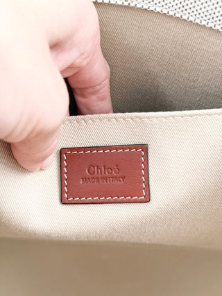 Chloe large woody linen tote bag