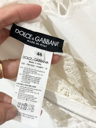 Dolce & Gabbana Lace & Embroidery Ribbon Wide Leg Jumpsuit White 46 IT / US 10