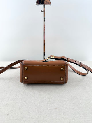 Staud 2 piece set shirley mini calfskin tote bag with long strap with matching pouch