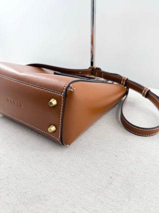 Staud 2 piece set shirley mini calfskin tote bag with long strap with matching pouch