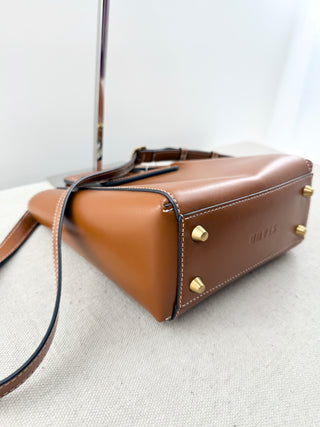 Staud 2 piece set shirley mini calfskin tote bag with long strap with matching pouch