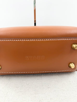 Staud 2 piece set shirley mini calfskin tote bag with long strap with matching pouch