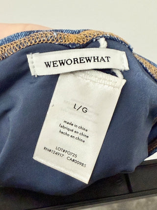 NWT WeWoreWhat Buckle Bandeau Bikini Top & Bikini Bottom Set Denim Women's Large