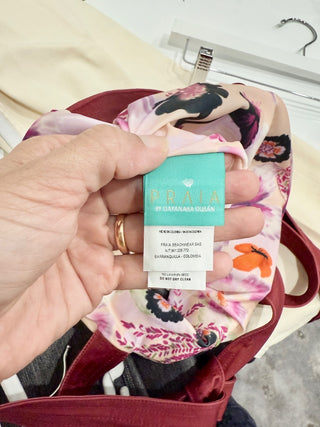 NWT PRAIA by Dayanara Duran Floral Bandeau Bikini Top Bikini Bottom Set Womens M