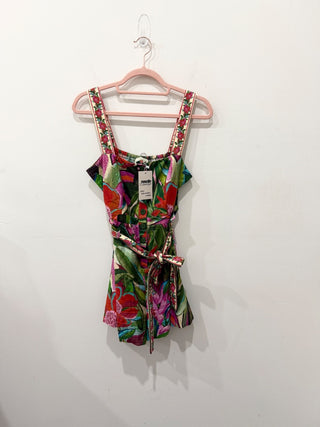 Farm Rio pattern sleeveless romper, S