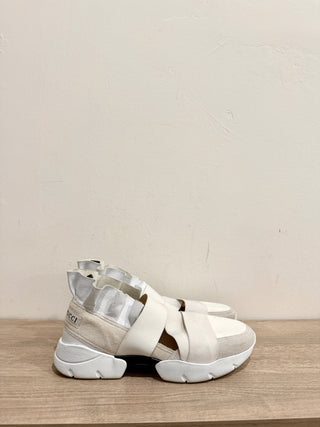 Emilio Pucci City Up Ruffle Suede/Nylon Running Sneaker White/Cream Women's 41