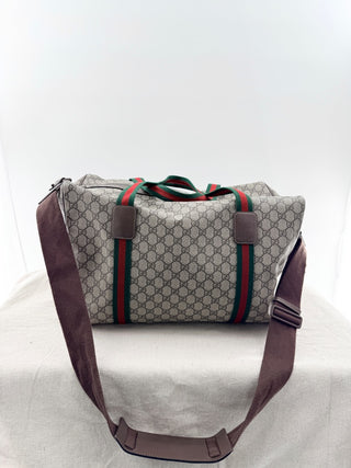 Gucci webb striped medium duffle bag