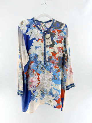 Johnny Was silk floral tunic top, XL
