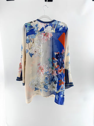 Johnny Was silk floral tunic top, XL