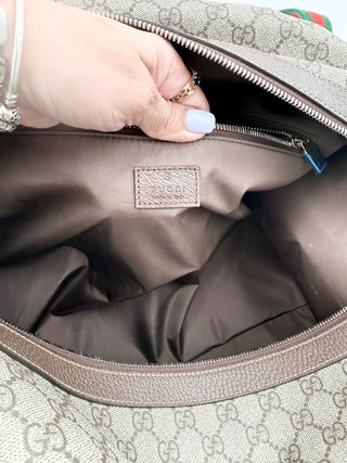 Gucci webb striped medium duffle bag