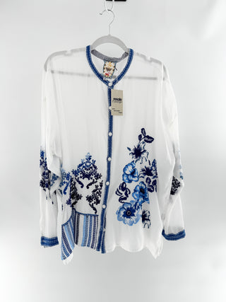 Johnny Was embroidered top blouse, XXL