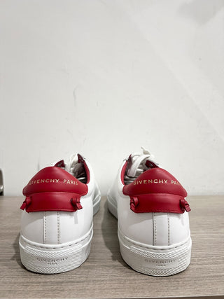 Givenchy Urban Knots Leather Low Top Sneakers White Red Women's Size EU 39