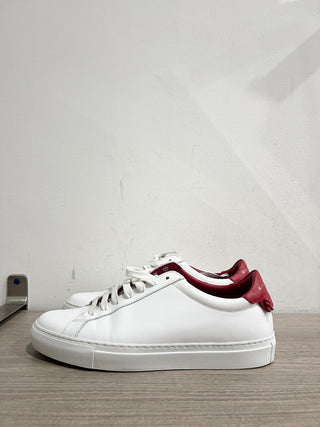 Givenchy Urban Knots Leather Low Top Sneakers White Red Women's Size EU 39