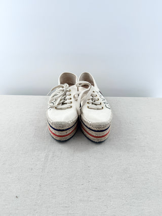 Gucci canvas logo print platform espadrille sneakers, 38.5