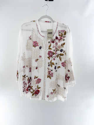 Johnny Was embroidered floral top, XXL