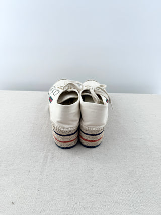 Gucci canvas logo print platform espadrille sneakers, 38.5