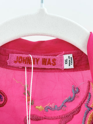 Johnny Was embroidered button down top, XXL