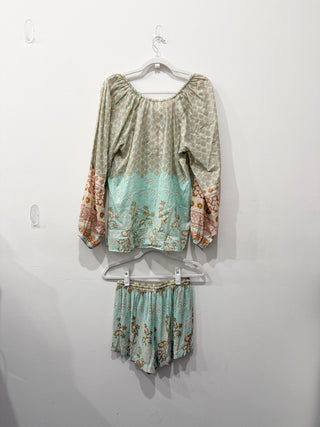 Spell boho pattern set blouse and shorts, XS top (oversized / shorts S