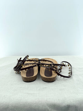 NWOT Johanna Ortiz Serenade Swim Embellished Wrap Strappy Sandals Brown EU 40
