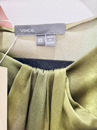 Vince Tie-Dye Silk Blend Sleeveless Mini Shift Dress Avocado Green Women's XS