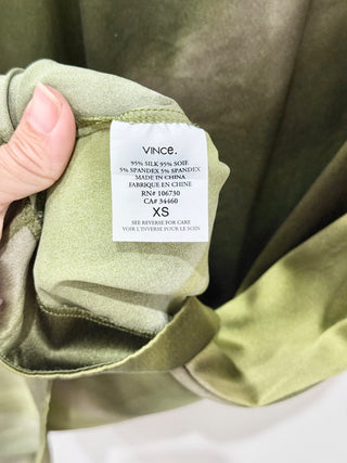 Vince Tie-Dye Silk Blend Sleeveless Mini Shift Dress Avocado Green Women's XS