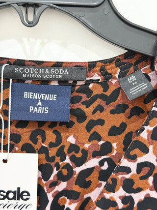 Scotch and Soda animal print mini dress smocked, M