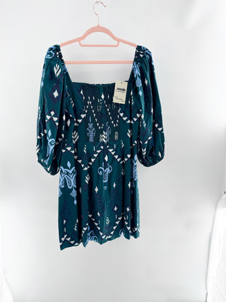 Cara Cara cotton pattern smocked mini dress, L